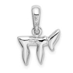 14k White Gold Polished Chai (Life) Pendant - Image 3