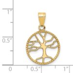 14K Gold Polished Small Tree of Life in Round Pendant - Image 4
