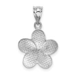 14k Yellow Gold Dipped in White Rhodium Satin Diamond-cut Plumeria Charm - Image 3