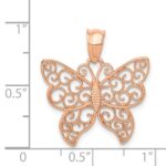 14k Rose Gold Polished Filigree Butterfly Pendant - Image 4