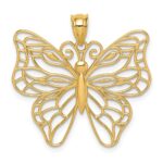 14k Polished Large Filigree Butterfly Pendant