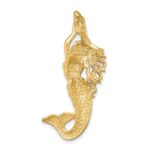 14K Gold Polished / Textured Mermaid Chain Slide Pendant - Image 4
