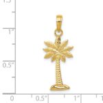 14K Gold Polished and Textured 2-D Palmetto Palm Tree Pendant - Image 4