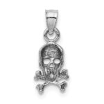 14K White Gold Skull and Crossbones Pendant - Image 3