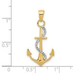 14K Two-tone Polished Anchor with Rope Pendant - Image 4