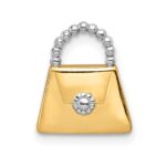 14K and White Rhodium Purse Chain Slide Pendant