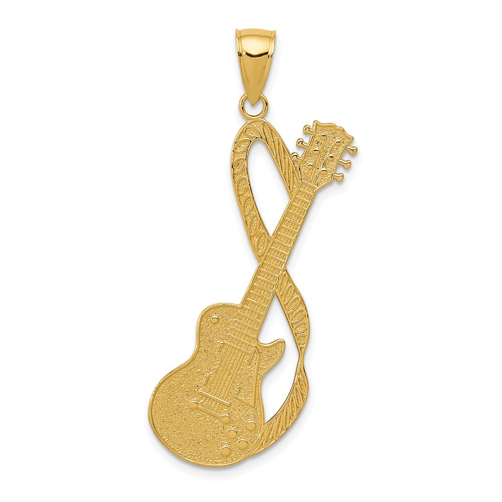 K5428.jpg 14k Large Electric Guitar with Strap Textured Pendant - Image 1