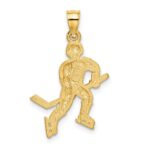 14K Satin Diamond-cut Hockey Player Pendant - Image 3