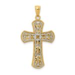 14K Two-tone Polished 2-Level Cross Pendant