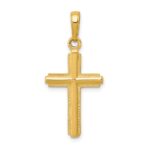 14K Polished Cross With Striped Border Pendant