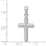 14K White Gold Polished Cross With Striped Border Pendant - Image 4