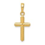14K Polished Cross With Striped Border Pendant