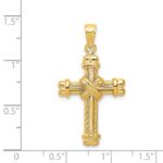 14K Gold Polished / Textured Cross Pendant - Image 4