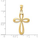 14k Gold Polished Ribbon Cross Pendant - Image 4
