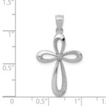 14k White Gold Polished Ribbon Cross Pendant - Image 4
