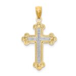 14k Two-tone Polished Budded Cross Pendant - Image 4