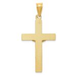 14k Polished Satin and Diamond-cut Crucifix Pendant - Image 4