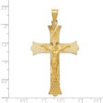 14k Polished Satin and Diamond-cut Crucifix Cross Pendant - Image 4