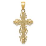 14K Polished Crucifix with Lace Trim Pendant - Image 4