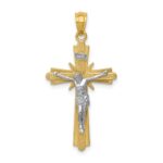 14k Two-tone Gold Polished Crucifix Pendant