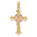 14K Tri-color Polished Crucifix Pendant - Image 4