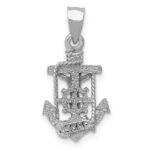 14k White Gold Polished Mariner Crucifix Pendant - Image 4