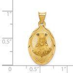 14K Polished Diamond-cut Solid Sagrado Corazon de Jesus Oval Pendant - Image 3