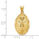 14K Polished Diamond-cut Corpus Oval Pendant - Image 3