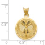 14K Polished Diamond-cut Corpus Circle Pendant - Image 3