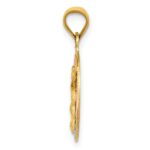 14K with Rose and White Rhodium Diamond-cut Corpus Circle Pendant - Image 2