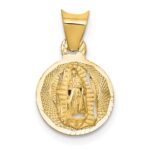 14K Polished Diamond-cut Semi-solid Our Lady Of Guadalupe Round Pendant