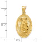 14K Polished Diamond-cut Solid Our Lady Of Guadalupe Oval Pendant - Image 3