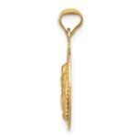 14K with Rose and White Rhodium Polished Diamond-cut Solid Our Lady Of Guadalupe Round Pendant - Image 2