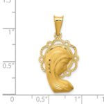 14k Satin and Polished Diamond-cut Virgin Mary Scalloped Edge Pendant - Image 4