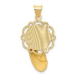 14k Satin and Polished Diamond-cut Virgin Mary Scalloped Edge Pendant - Image 4