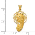 14k Satin and Polished Diamond-cut Virgin Mary Scalloped Edge Pendant - Image 3