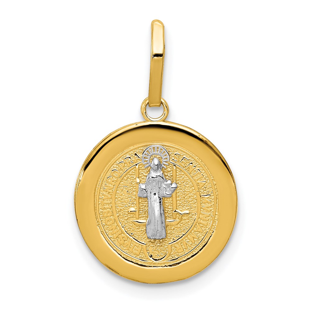 K5660.jpg 14k and White Rhodium Solid St. Benedict Medal Round Pendant - Image 1