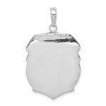 14K White Gold Polished Solid Large Saint Michael Protect Us Medal Badge Pendant - Image 3