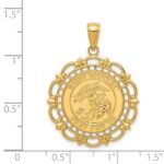 14k Polished Solid St. Michael Medal Scalloped Edge Round Pendant - Image 3