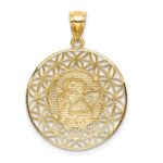 14k Polished Diamond-cut Angel Medal Round Pendant - Image 3