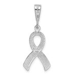 14k White Gold Awareness Ribbon Pendant - Image 3