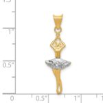 14K and White Rhodium Polished Dancer with Moveable Skirt and Legs Pendant - Image 4