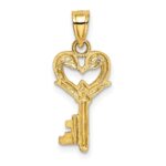 14K Polished Swans Heart Key Charm - Image 3