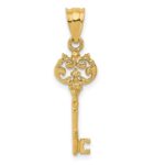 14K Polished Filigree Key Charm