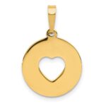 14K Polished Cut-out Heart Circle Disc Pendant