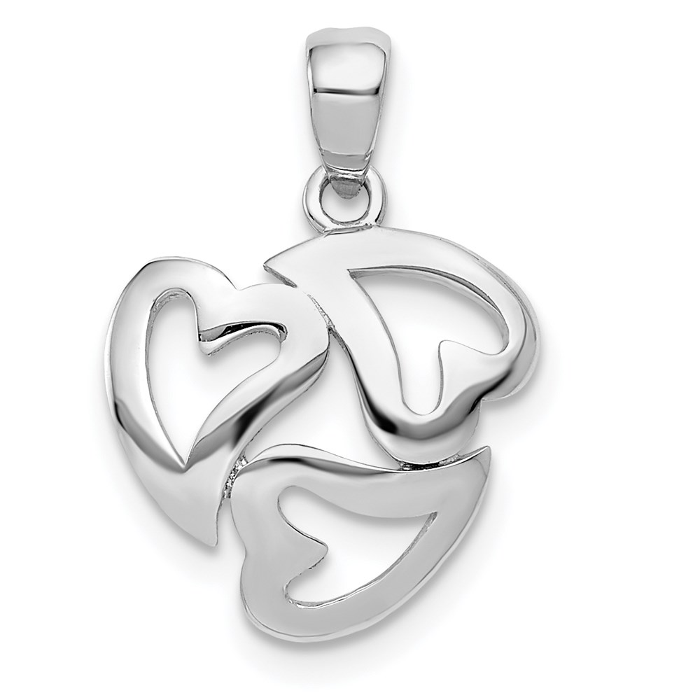 K5857.jpg 14k White Gold Polished Cut-out 3-Heart Pendant - Image 1