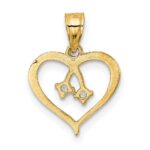 14k 2-CZ Cut-out Heart Pendant - Image 3