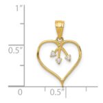 14k 3-CZ Cut-out Heart Pendant - Image 4