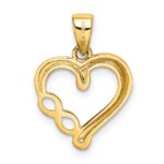 14K and White Rhodium Infinity Heart Pendant - Image 3