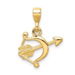 14k Gold Polished Bow and Arrow Pendant - Image 4